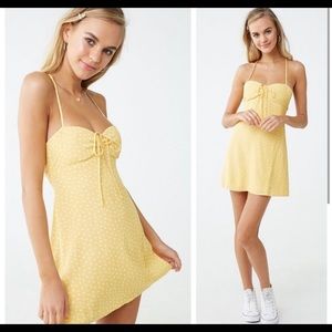 F21 yellow polkadot sun dress
